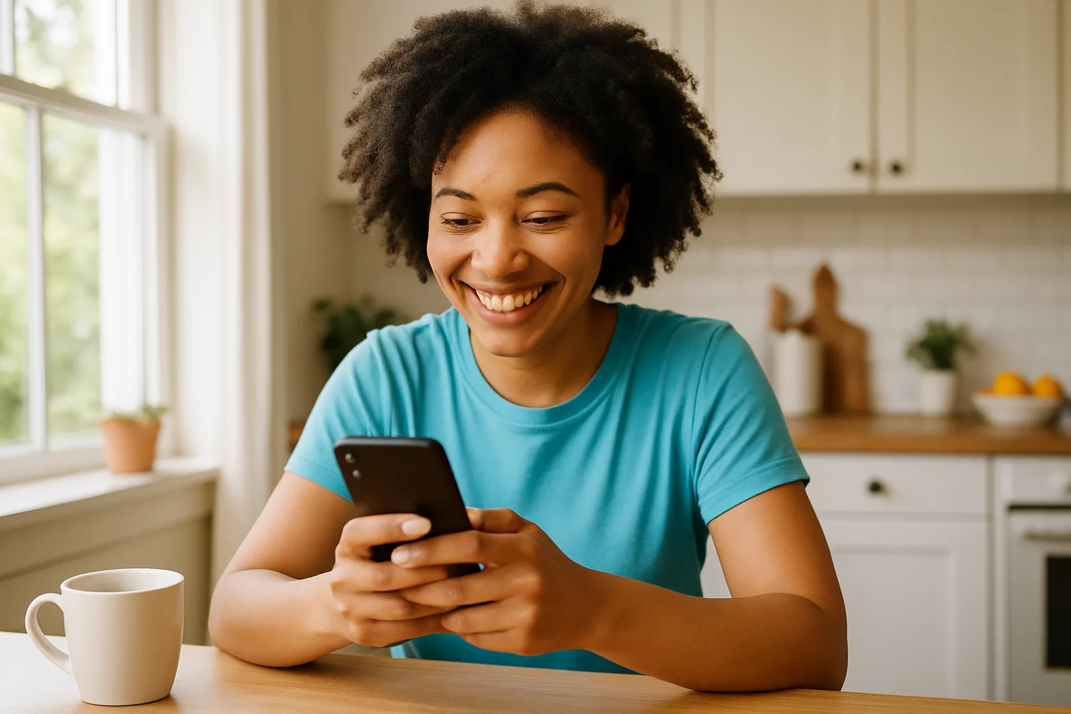 Person smiling while messaging on a smartphone — start dating in Norfolk